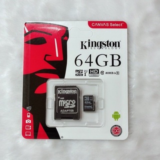 สินค้า 🔥VIPSale Kingston Memory Card Class10 Micro SDHC 64GB คิงส์ตัน เมมโมรี่การ์ด SD Card 64GB  ใช้กับกล้อง โทรศัพท์ อื่นๆ