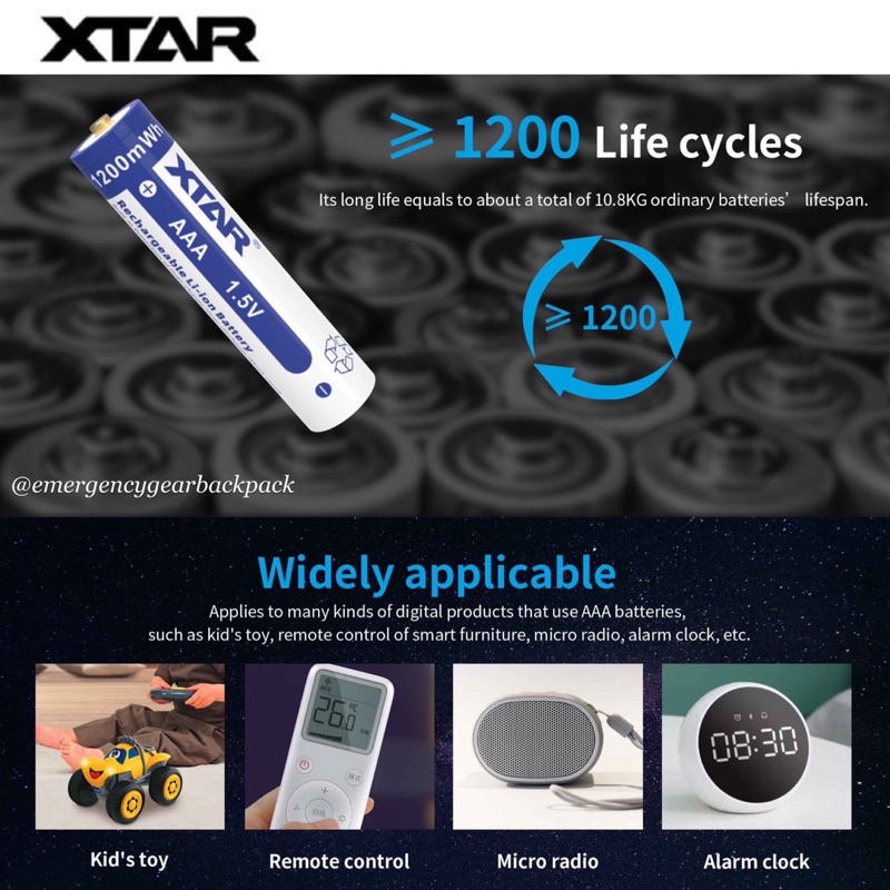 xtar-1-5v-li-ion-battery-aaa-แพ็ค-4-ก้อน-ทดแทนถ่านอัลคาไลน์