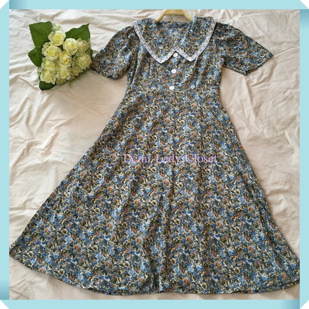 demi-vintage-dress-เดรสวินเทจลายดอกไม้