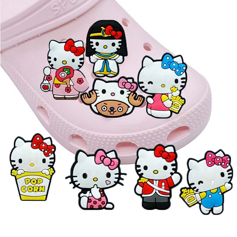 การ์ตูนญี่ปุ่น-hello-kitty-jibitz-charms-สําหรับ-crocks-อุปกรณ์เสริมแมวสีชมพู-อะนิเมะ-jibitz-สําหรับเด็ก-ตกแต่งรองเท้า