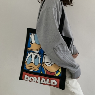 ภาพขนาดย่อของภาพหน้าปกสินค้ากระเป๋าผ้าใบสะพายไหล่ลายการ์ตูน Donald Duck จากร้าน xiaofeifei.th บน Shopee