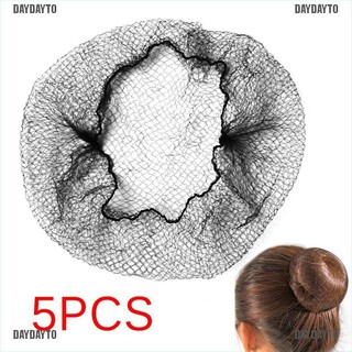 Daydayto 5 ชิ้น ผู้หญิง บัลเล่ต์ เต้นรํา เล่นสเก็ต ผม ตาข่าย คลุมซาลาเปา ไนลอน สีดํา