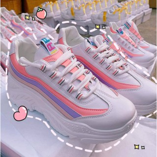 สินค้า COK.03 รองเท้าแฟชั่นสไตส์เกาาหลี รองเท้าผ้าใบผู้หญิง สุดฮิต เสริมส้น5cm