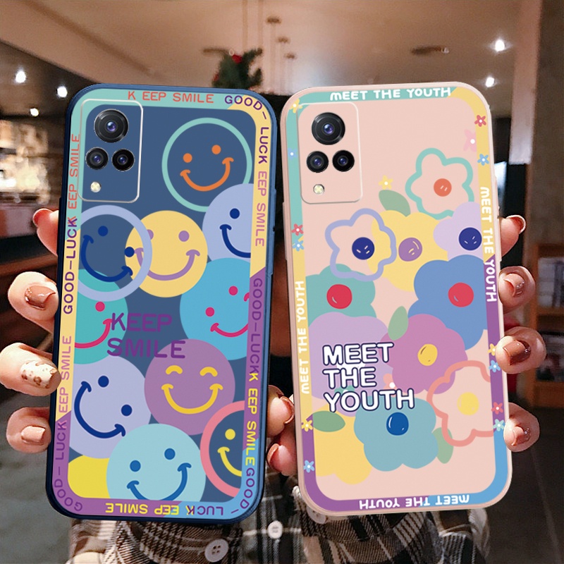 เคสโทรศัพท์มือถือ-ขอบสี่เหลี่ยม-ลายอีโมจิหน้ายิ้ม-ตลก-สําหรับ-vivo-y12s-y12a-y50-y30i-y20-y20i-y3s-y15-y17-y95