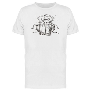 [S-5XL] เสื้อยืด ผ้าฝ้าย พิมพ์ลายแก้วเบียร์ สองมือ เหมาะกับของขวัญ แฟชั่นฤดูร้อน สําหรับผู้ชาย