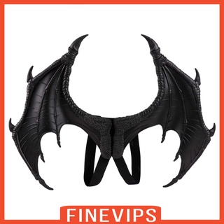 สินค้า [Finevips] เครื่องแต่งกายฮาโลวีน ปีกมังกรปีศาจ สีดํา สําหรับเด็กผู้หญิง เด็กผู้ชาย วัยรุ่น
