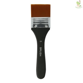 1pc Professional Flat Paint Brush Nylon Trim Art Paintbrush Wooden Handle for Gesso Stains Glue