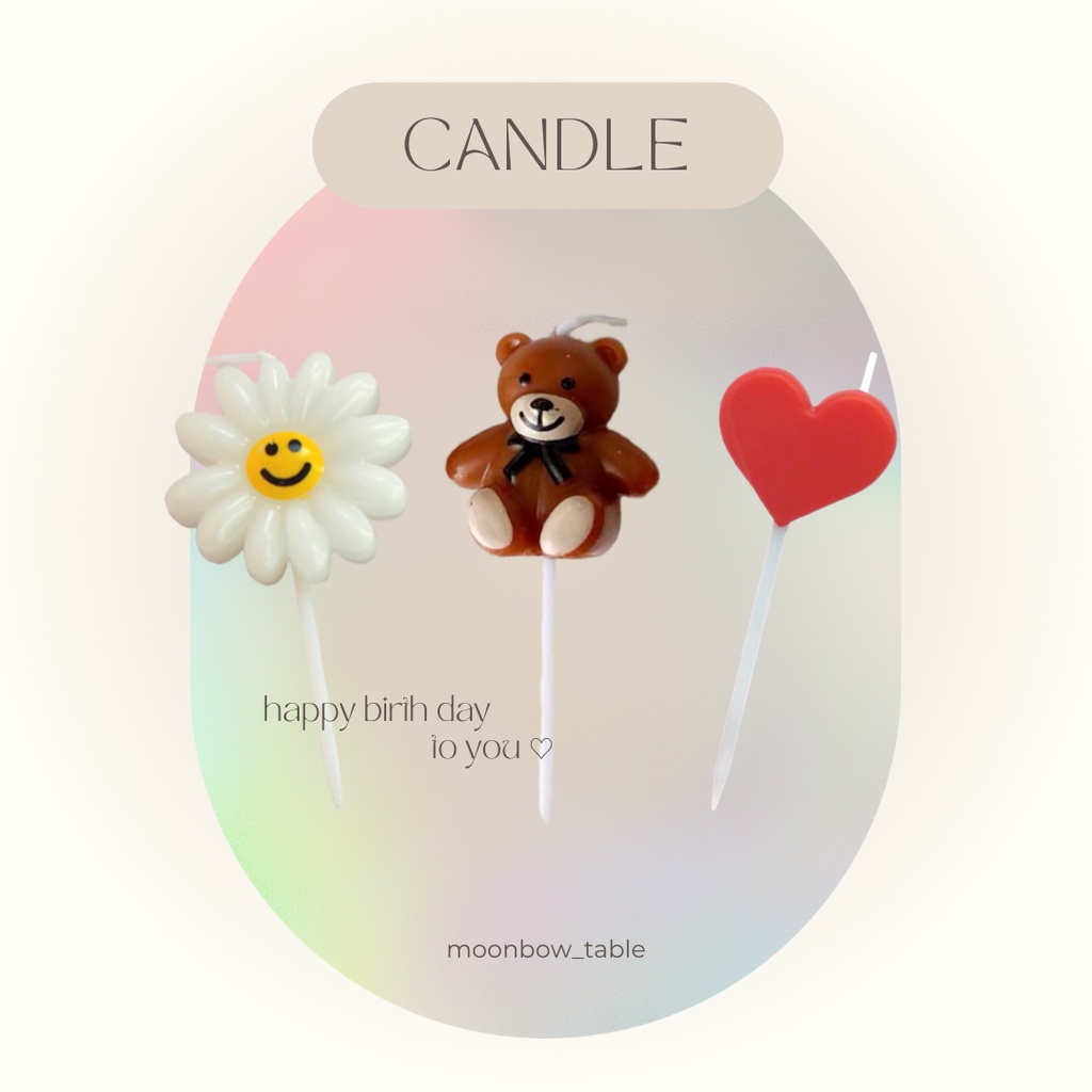 ภาพหน้าปกสินค้า꒰ พร้อมส่ง ꒱ เทียนวันเกิด เทียนหมี เทียนปักเค้ก สไตล์เกาหลี จากร้าน moonbow_table บน Shopee
