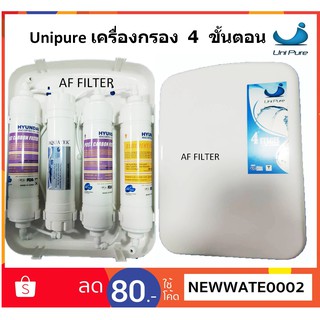 เครื่องกรองน้ำ 4 ขั้นตอน Uni Pure Blue ไส้กรองเกรดอย่างดี (แขวนผนัง)