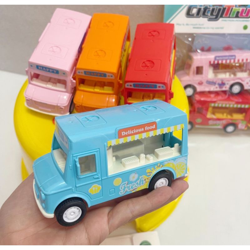 รถของเล่น-รถโมเดล-รถอาหาร-รถขายอาหารสีหวาน-foodcar-1แพ็คได้4คัน