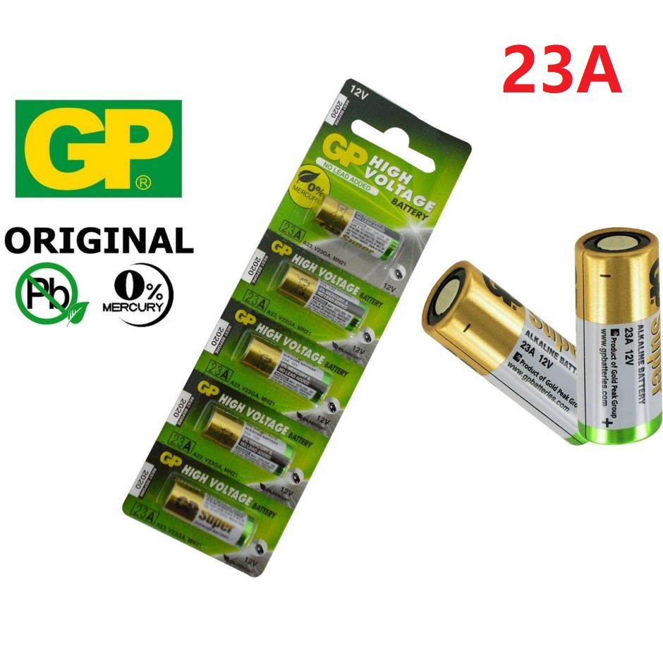 ถ่าน23a-gp-battery-ถ่าน-alkaline-battery-12v-รุ่นgp23a-ถ่านกริ่งไร้สาย-รีโมทรถยนต์-car-remote-controller-1แพ็ค5ก้อน