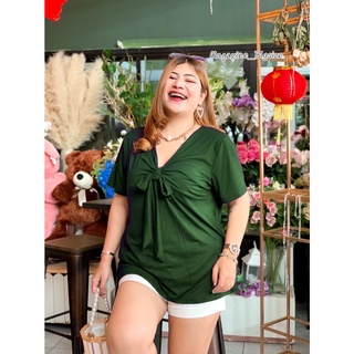 เสื้อยืด เสื้อPLUSSIZE อก40-52"🎉รหัส 14 #  เนื้อผ้าเรย่อน ผ้าดี เนื้อหนา ไม่ย้วย ดีไซร์เก๋ มีโบว์ตรงอก