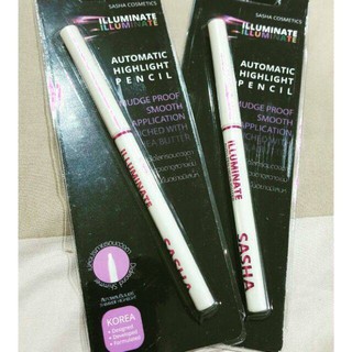 White Sasha Cosmetics Illuminate Autumatic Hight Pencil ชาช่า ดินสอ ไฮไลท์ อิลูมิเนท ปากกาซิมเมอร์ไฮไลท์สีขาวค่ะ