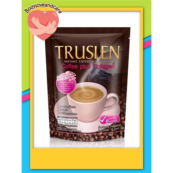 truslen-coffee-collagen-ทรูสเลน-คอฟฟี่-คอลลาเจน-1-ถุงมี-15-ซอง-ซองสีชมพู