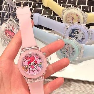 สินค้า นาฬิกาข้อมือ ลายการ์ตูนดิสนีย์ Stellalou Linabell Melody Hello Kitty แบบเรืองแสง สีสันสดใส สําหรับเด็กนักเรียน