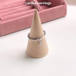 (กรอกโค้ด 72W5V ลด 65.-) earika.earrings - diamond line clover ring แหวนเงินแท้ ฟรีไซส์ปรับขนาดได้