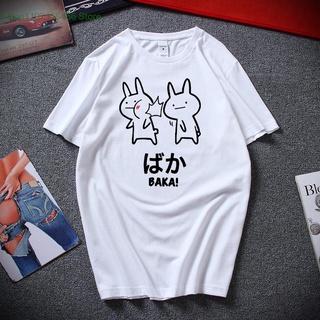 เสื้อยืดพิมพ์ลายแฟชั่น เสื้อยืดคอกลม แขนสั้น ผ้าฝ้าย พิมพ์ลายอนิเมะ Baka Rabbit Slap สไตล์ญี่ปุ่น สําหรับผู้ชาย ไซซ์ EU