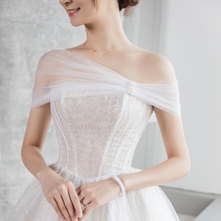 ผ้าคลุมไหล่เจ้าสาว แบบสั้น ผูกเชือกด้านหลัง เซ็กซี่ สําหรับ Tulle Bolero Femme Mariage