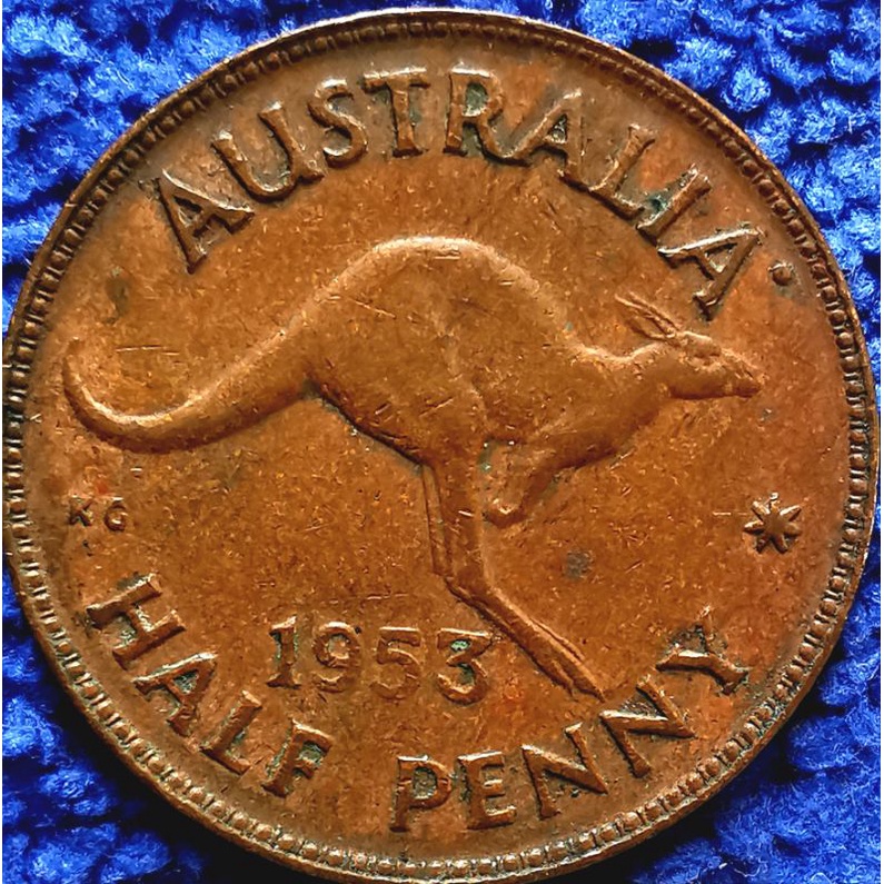 เหรียญ ออสเตรเลีย Australia, (Elizabeth II), 1/2 Penny, ใช้แล้ว, # 1778 ...