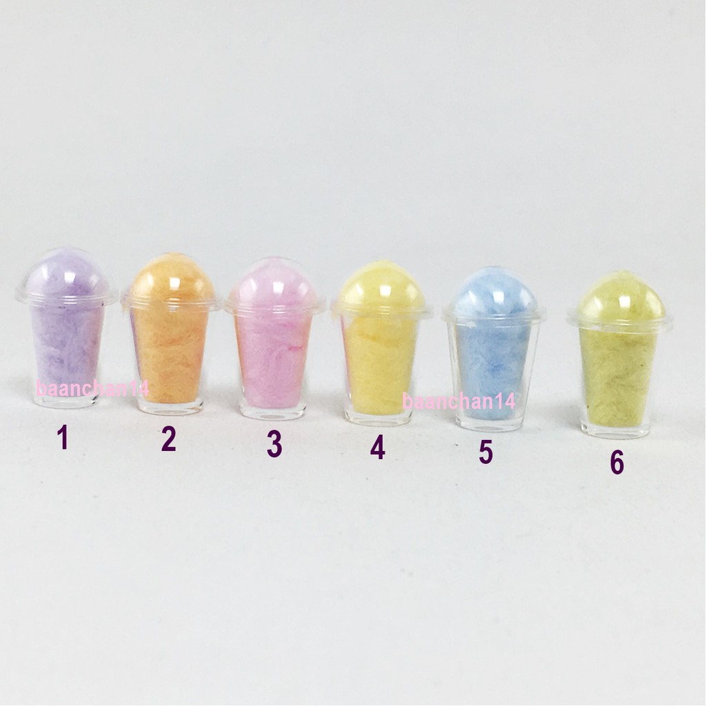 baanchan14-ของจิ๋ว-สายไหม-ใส่แก้ว-miniature-dollhouse-cotton-candy-ของชำร่วย-ของสะสม-handmade-ของที่ระลึก-ของเล่น