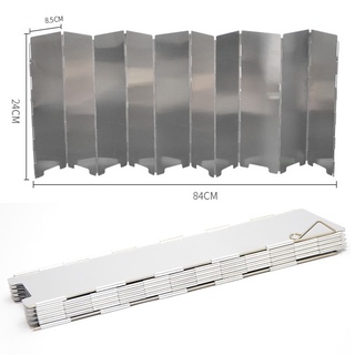 แผ่นบังลมเตาแก๊ส บังลมเตาแก๊ส บังลม แผ่นอลูมิเนียมกันน้ำมันกระเด็น แผ่นบังลม กางได้10แผ่น