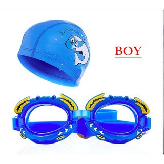 สินค้า เด็กแว่นตาว่ายน้ำกันน้ำ สำหรับทั้งหญิงและชายแว่นตาว่ายน้ำชุดหมวกว่ายน้ำ SY-823#+CAP