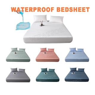 ผ้าปูที่นอน กันน้ำ สีพื้น โรงแรม สีขาว สีเทา ผ้าคลุมที่นอน Waterproof Bedsheet New Solid Color Hotel White Gray Mattress Cover