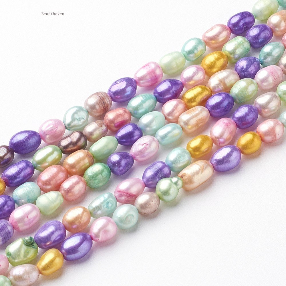 ภาพหน้าปกสินค้าBeadthoven 20pcs Dyed Natural Cultured Freshwater Pearl Beads Rice Mixed Color 5~6mm Hole: 0.5mm จากร้าน senxinkeji_3_th บน Shopee