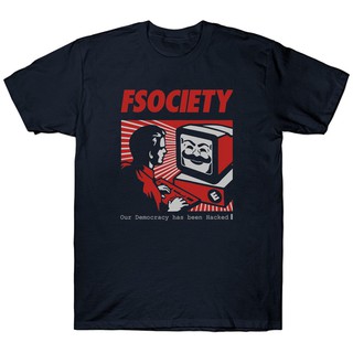 เสื้อยืดโอเวอร์ไซส์เสื้อยืด ผ้าฝ้าย 100% พิมพ์ลาย Our Democracy By Hacker Cut Vendetta Mask Johnson สําหรับผู้ชายS-3XL
