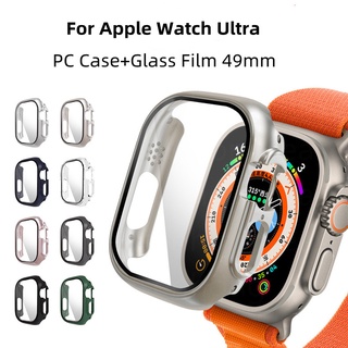 เคส PC (พร้อมฟิล์มกระจก) / เคส PC (ไม่มีฟิล์มกระจก) สําหรับ Apple Watch Ultra เคส 49 มม. กันชน กระจกนิรภัย ป้องกันเต็มหน้าจอ อุปกรณ์เสริม iwatch