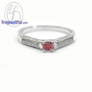 Finejewelthai-แหวนทับทิม-ทับทิม-แหวนพลอย-แหวนเงินแท้-พลอยประจำเดือนเกิด-Ruby-Silver-Ring-Birthstone-R1370rb