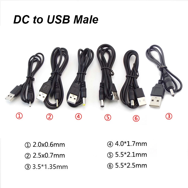 ภาพสินค้าUsb to DC 3.5x1.35 มม. 2.0x0.6 มม. 2.5x0.7 มม. 4.0x1.7 มม. 5.5x2.1 มม. 5.5x2.5 มม. ปลั๊กแจ็ค DC 5V สายไฟเชื่อมต่อสายไฟ จากร้าน szhfsp.th บน Shopee ภาพที่ 1