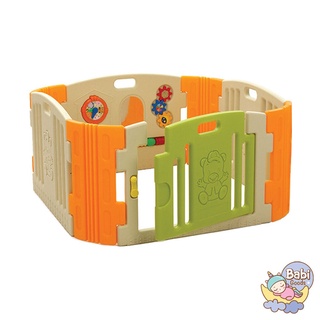 จัดส่งฟรี Eduplay คอกกั้นเด็กแฮปปี้ สีส้มเขียว รุ่น Happy Baby Room with Play Panel Orange