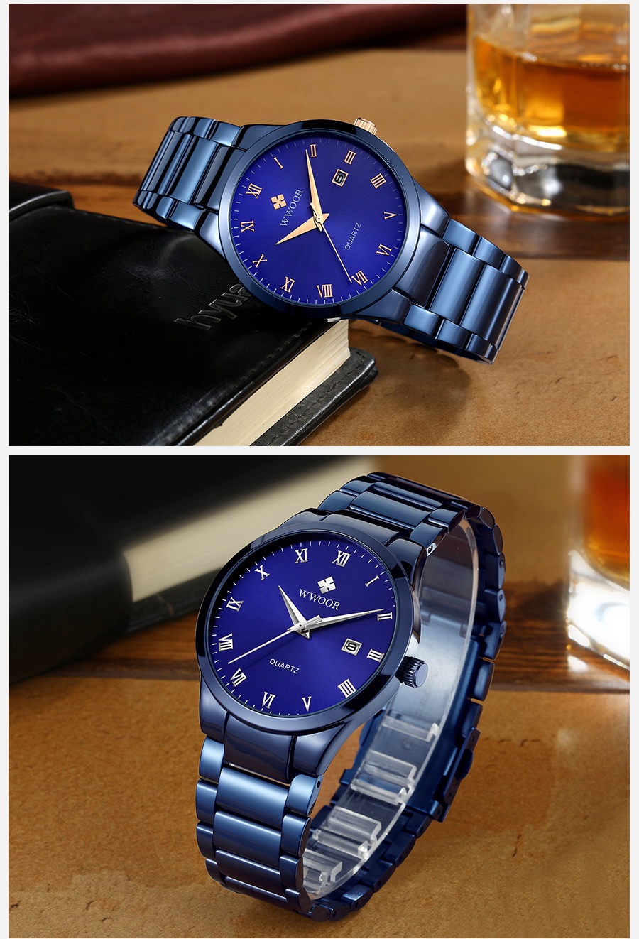 รูปภาพของ WWOOR นาฬิกาควอตซ์ กันน้ำ สายสเตนเลส สินค้าแฟชั่น สำหรับผู้ชาย-8830