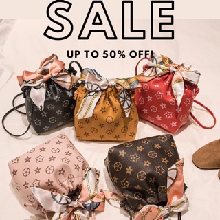 📌พร้อมส่ง !!** กระเป๋า Bucket Bag + Silk Scarf Shoulder Bag ( HandBags )