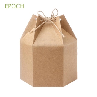 Epoch กล่องกระดาษคราฟท์ ทรงหกเหลี่ยม พร้อมเชือก สําหรับใส่ขนม ลูกกวาด ตกแต่งปาร์ตี้คริสต์มาส งานแต่งงาน 10 30 50 ชิ้น