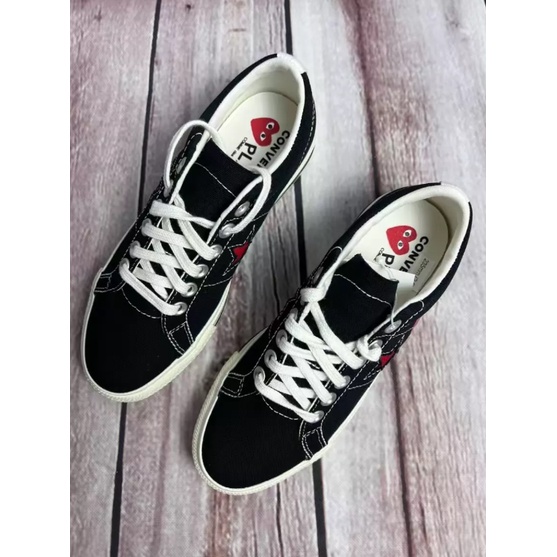 comme-des-garcons-play-x-converse-one-star-black-ของแท้-100-แนะนำ