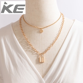 Accessories Creative thick chain simple love padlock necklace 2 layers sweater chain for girls