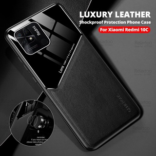Luxury Leather Case For Xiaomi Redmi 10C Car Magnetic Holder Coque Redmi10C Redme 10C 10 C 6.71" Silicone Shockproof Funda Cover