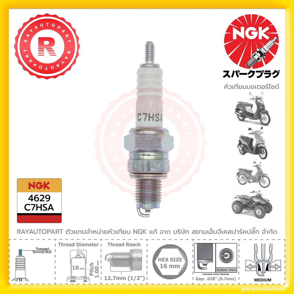 หัวเทียน NGK C7HSA แท้ หัวเทียนรถมอเตอร์ไซด์ YAMAHA FRESH I/II FINO 115 ...