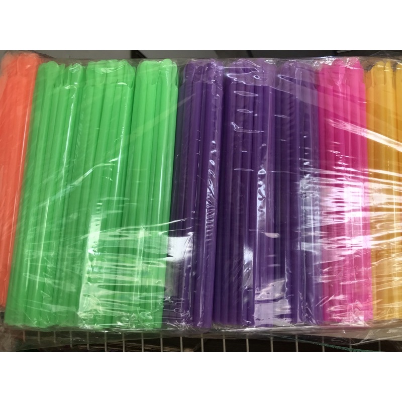 หลอดตรงปลายช้อนสีสันสดใส-ขนาด8มิล-เนื้อแข็งไม่อ่อน-1000-เส้น