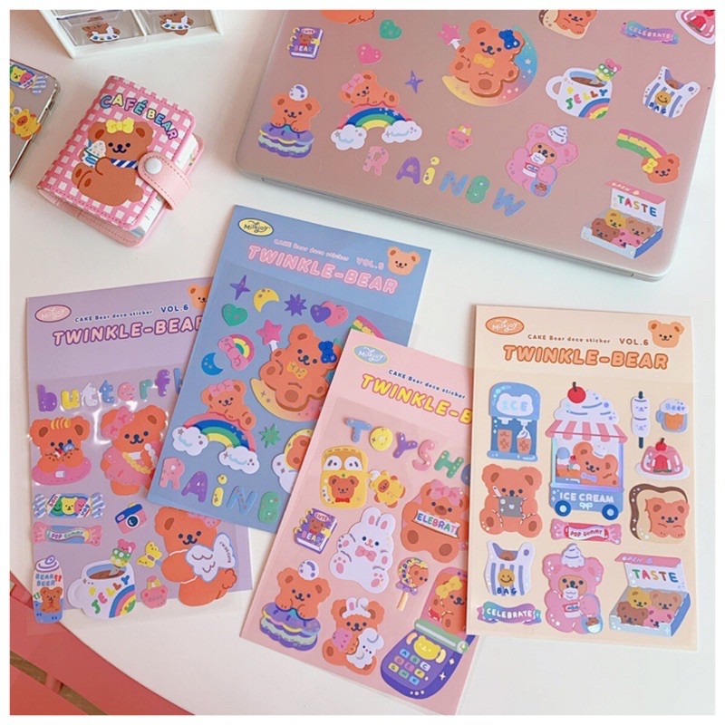 สติกเกอร์-diy-twinkle-bear-สติกเกอร์ตกแต่ง-สติกเกอร์ติดมือถือ-สติกเกอร์ติดโน้ตบุ๊ค-สติกเกอร์ติดไดอารี่