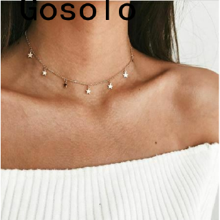 ภาพขนาดย่อของสินค้าGoslo promotion stock Simple Star Silver Women Lady Choker Pendant Necklace Chain Fashion Jewelry women girl gift girls girlfriend