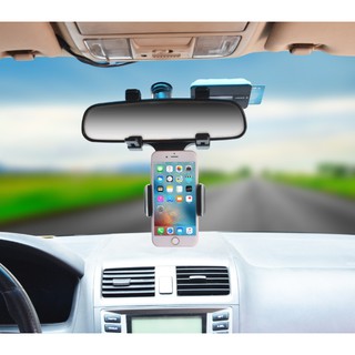 ที่ติดมือถือและจับมือถือในรถ แบบติดกระจกมองหลังรถยนต์ 360 องศา (สีดำ)