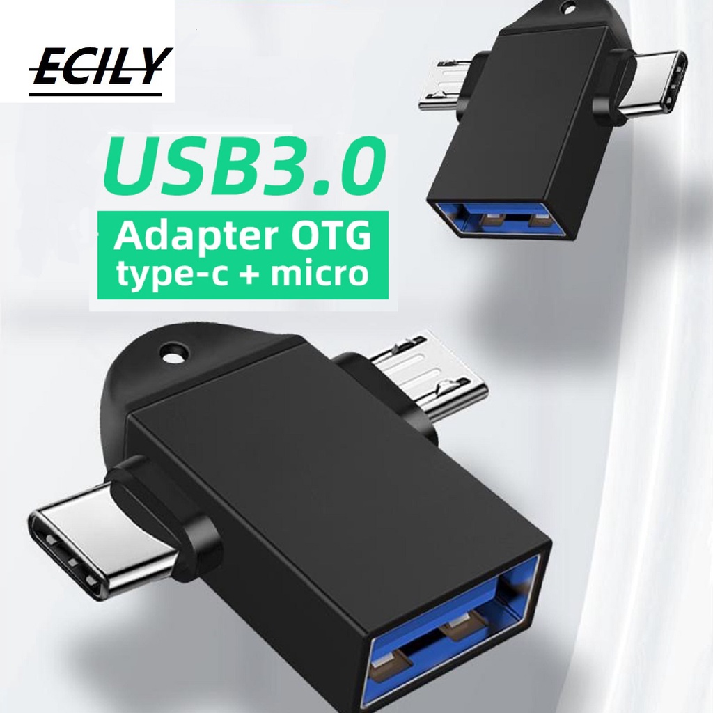 ecily-otg-type-c-อะแดปเตอร์-2in1-micro-usb-เป็น-usb-c-อะแดปเตอร์-โทรศัพท์มือถือ-แฟลชไดรฟ์-อ่านเมาส์-เชื่อมต่อ-usb-ตัวแปลงสายเคเบิล