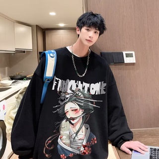 เสื้อกันหนาวแขนยาว คอกลม พิมพ์ลายการ์ตูนอนิเมะ ทรงหลวม ขนาดใหญ่ แฟชั่นฤดูใบไม้ร่วง สําหรับผู้ชาย และผู้หญิง ไซซ์ M - 8XL