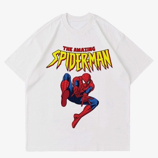 เสื้อยืดโอเวอร์ไซส์เสื้อยืด พิมพ์ลายการ์ตูนมาร์เวล สไปเดอร์แมน น่าทึ่ง | เสื้อยืด พิมพ์ลาย Superhero MARVEL SPIDERMAN |
