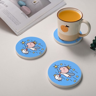 Sanrio Minna No Tabo ที่รองแก้ว ทรงกลม ขนาด 10*0.9 ซม. 2 ชิ้น