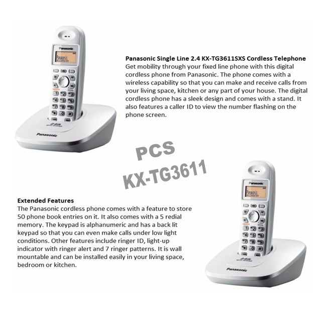 ภาพสินค้าPanasonic KX-TG3611BX / TG3611 /TG3551 โทรศัพท์ไร้สาย รุ่น 2.4GHz ราคาถูกมาก โทรศัพท์บ้าน ออฟฟิศ สำนักงาน จากร้าน pcspanacenter บน Shopee ภาพที่ 3