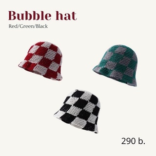 ⭐️พร้อมส่ง⭐️Bubble hat หมวกไหมพรมลายตาราง